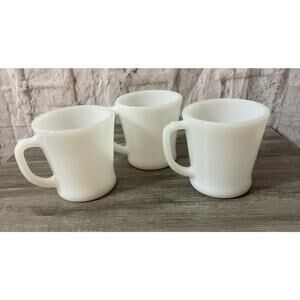Lot of 3 Vintage Milk Glass Fire King Mugs Cups Anchor Hocking